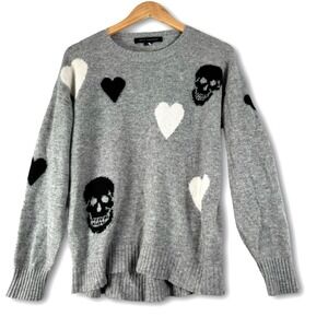Skull Cashmere Womens Soft Heart Cashmere Soft Sweater Sz S Small